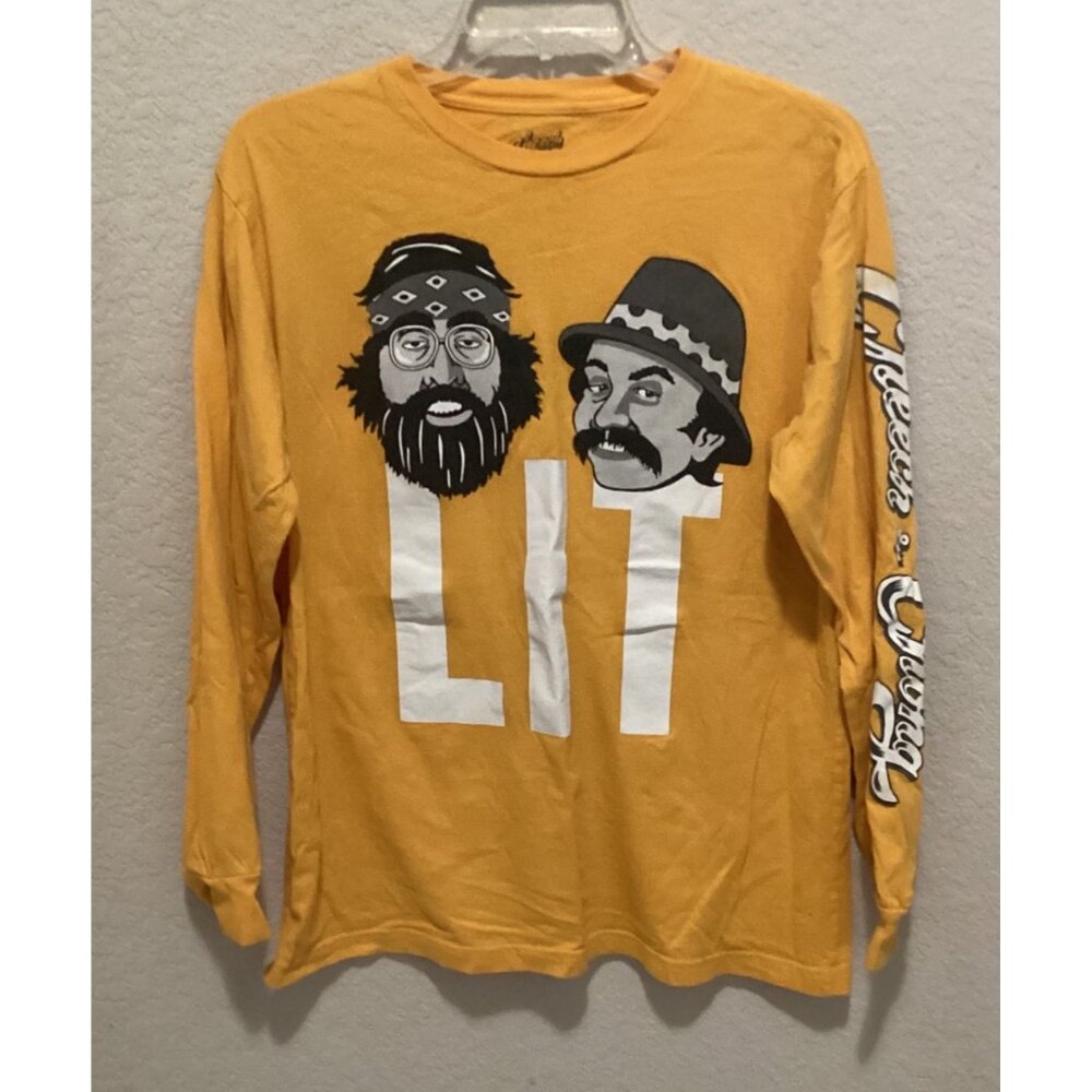 Cheech & Chong "Lit" Yellow Long Sleeve Graphic Tee Shirt Size M
